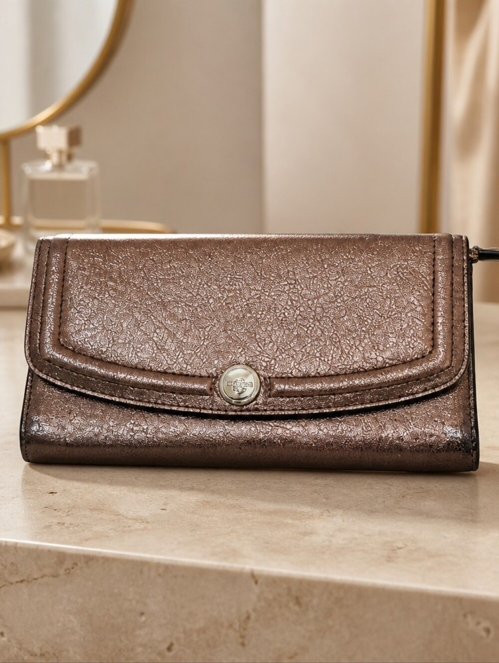 Coach Metallic Bronze Wallet Clutch - Women Bags
